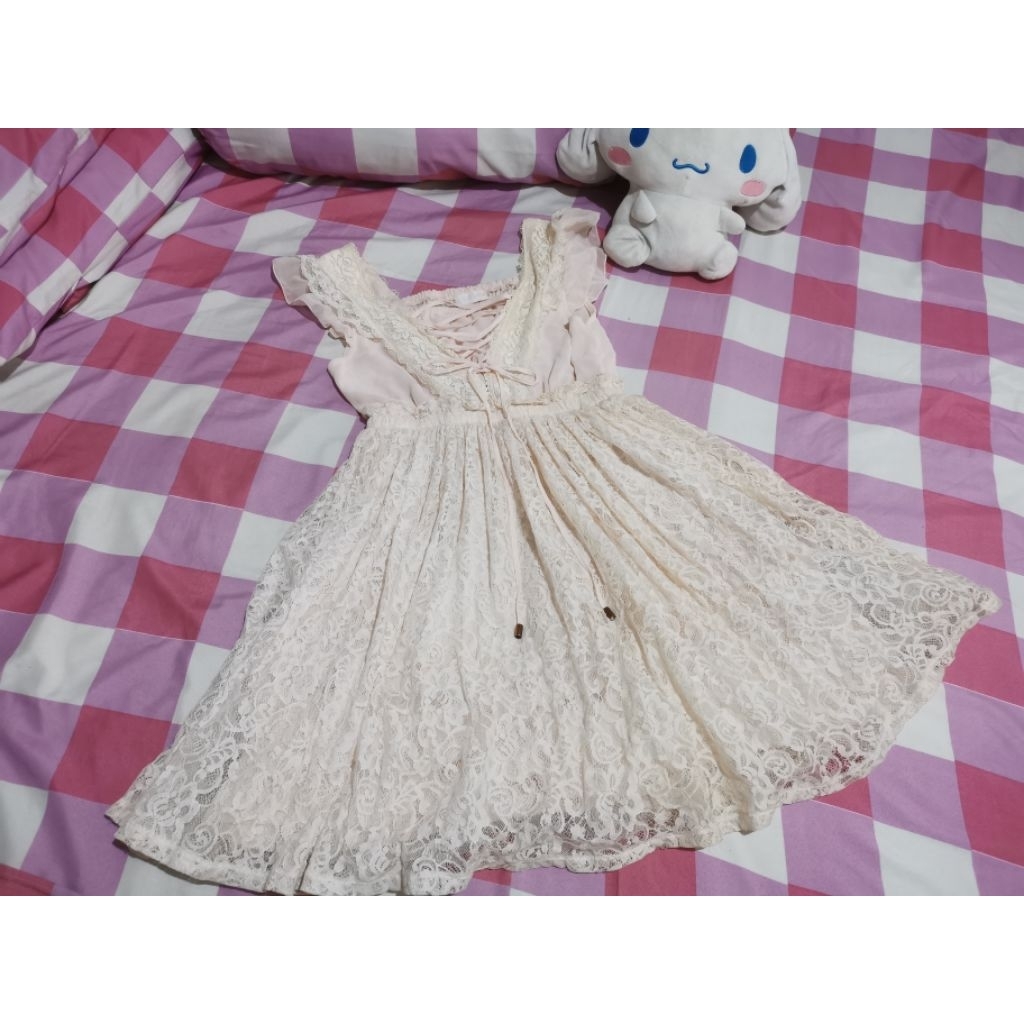 dress kawaii LL brokat soft pink