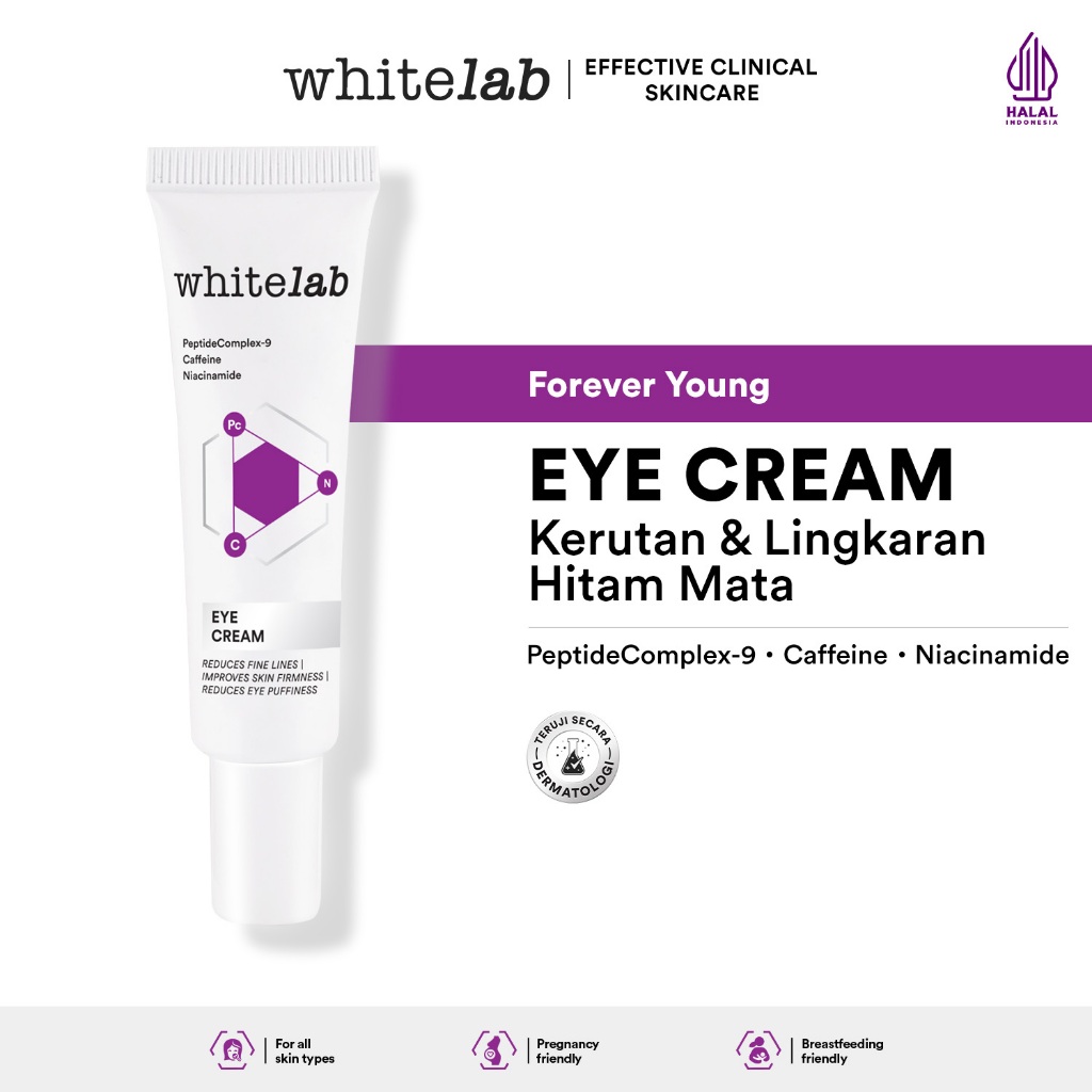 Whitelab Eye Cream - Krim Mata Atasi Kerutan, Garis Halus, Kantung Mata, dan Mata Panda dengan Pepti