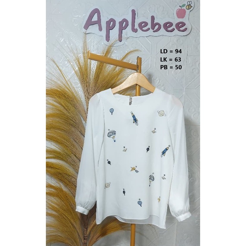 BLUS PUTIH BORDIR PLANET