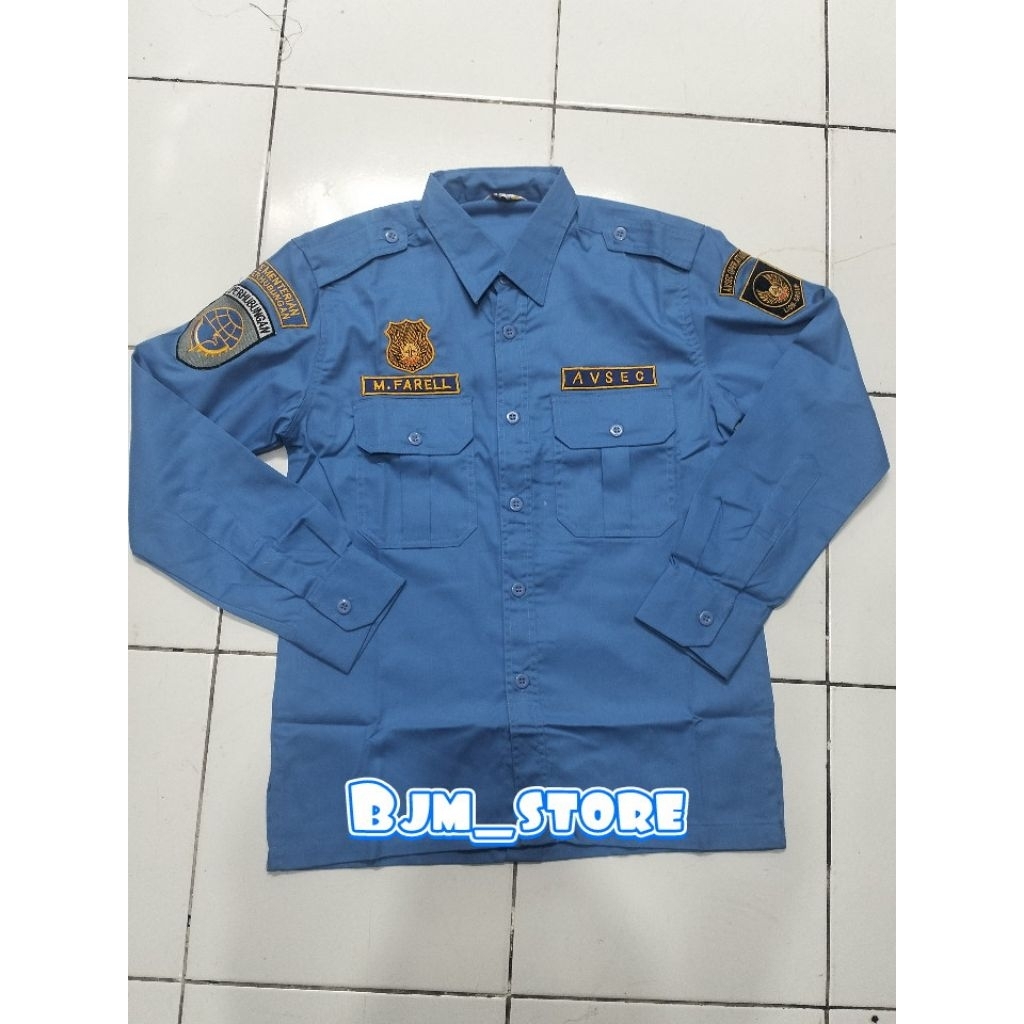 kemeja AVSEC angkasa pura lion group logo custom lengan panjang