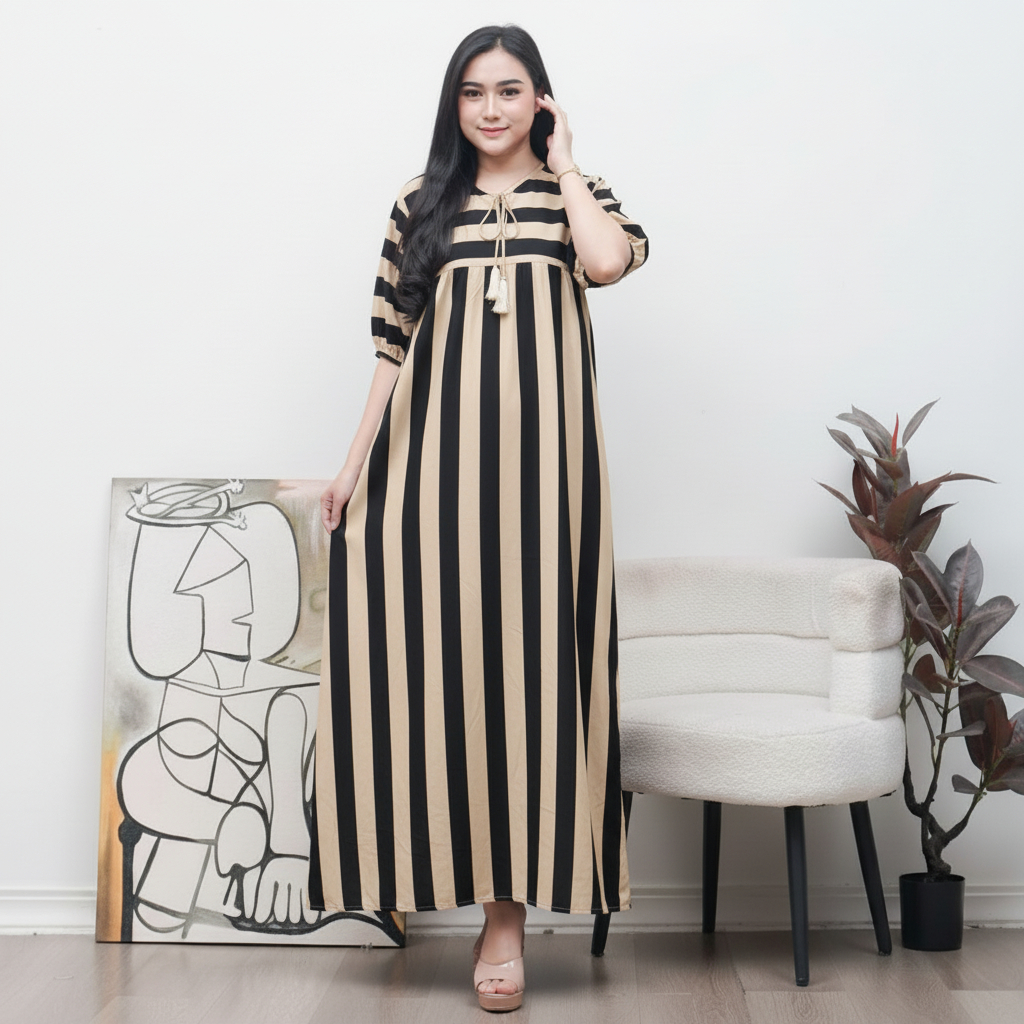 Baju Gamis Batik Pekalongan Motif Tania Wanita Rayon Adem Busui Kondangan