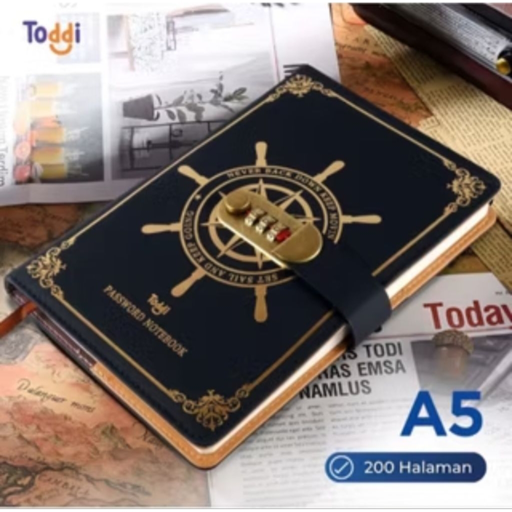 Buku Diary Harian Pin Password Kode Kunci Sandi Notebook Notes Book Kertas Kulit Catatan Agenda Kerj