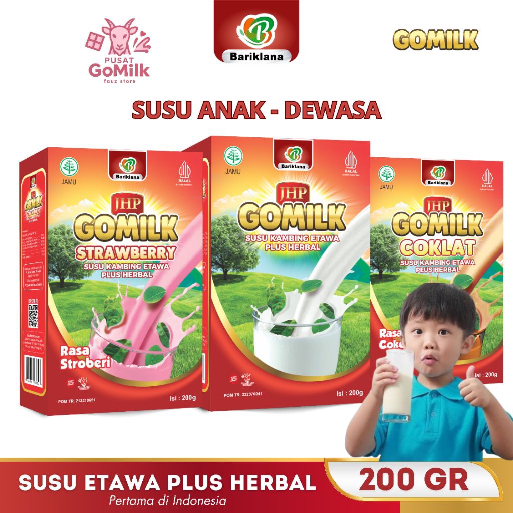 Gomilk Susu Etawa Formula Terbaik untuk Anak & Dewasa | Susu Kambing Etawa Rendah Laktosa Plus Herba