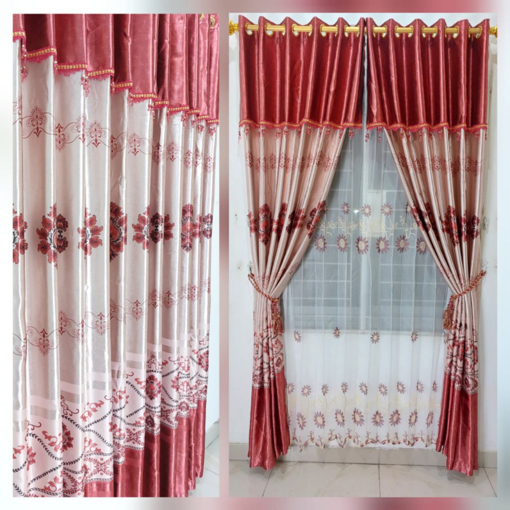 Gorden Blackout Hordeng Blackout Jendela Pintu Pintu gorden glosy mewah motif batik mewah