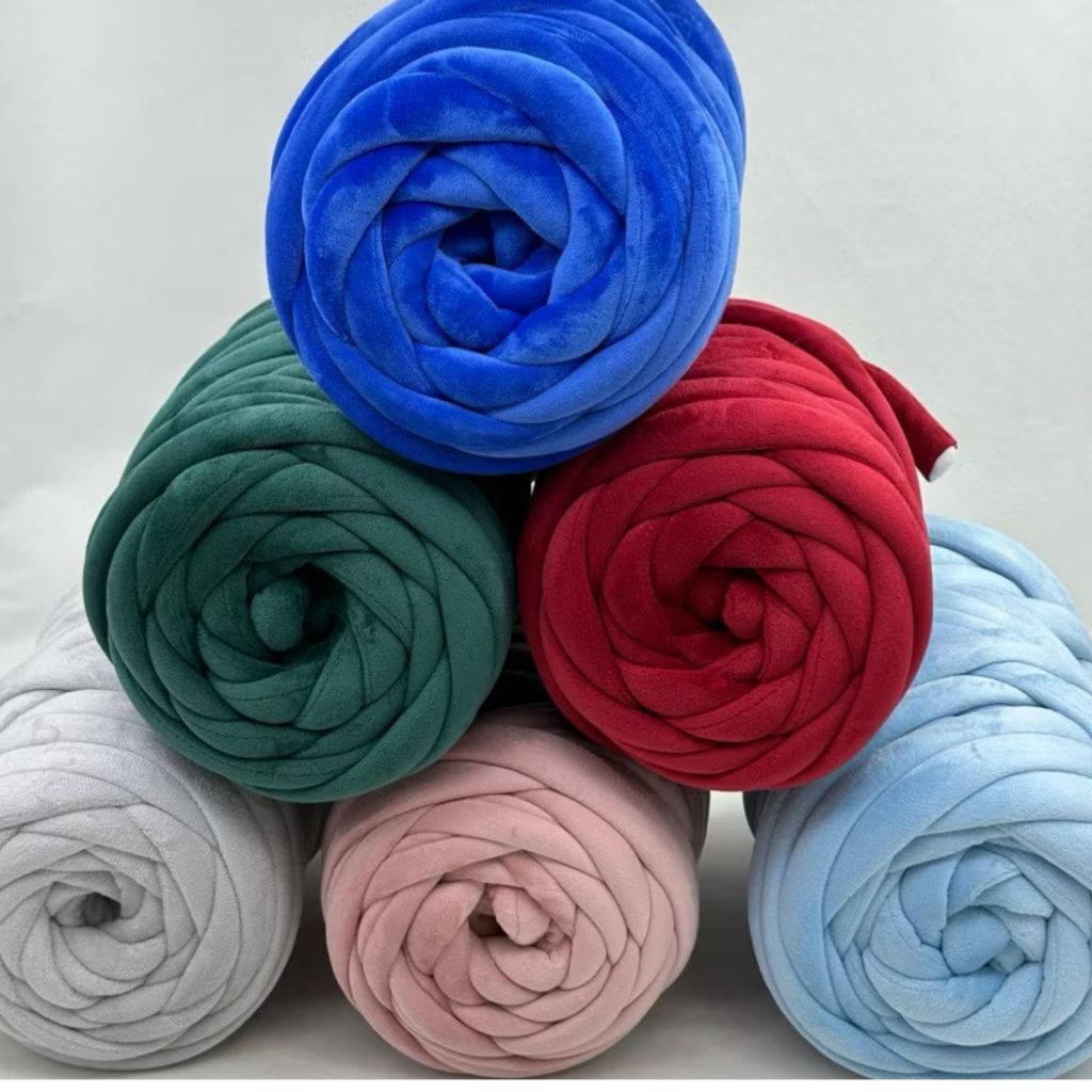 Velvet Chunky Yarn 20m, Benang Chunky Beludru, Chunky Yarn Velvet, Bahan Chunky Bag Beludru Premium
