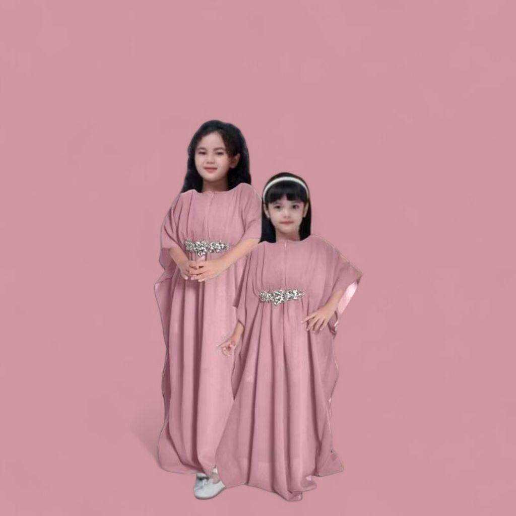 kaftan lebaran terbaru mewah elegan/gamis anak kaftan satin nyaman dan adem