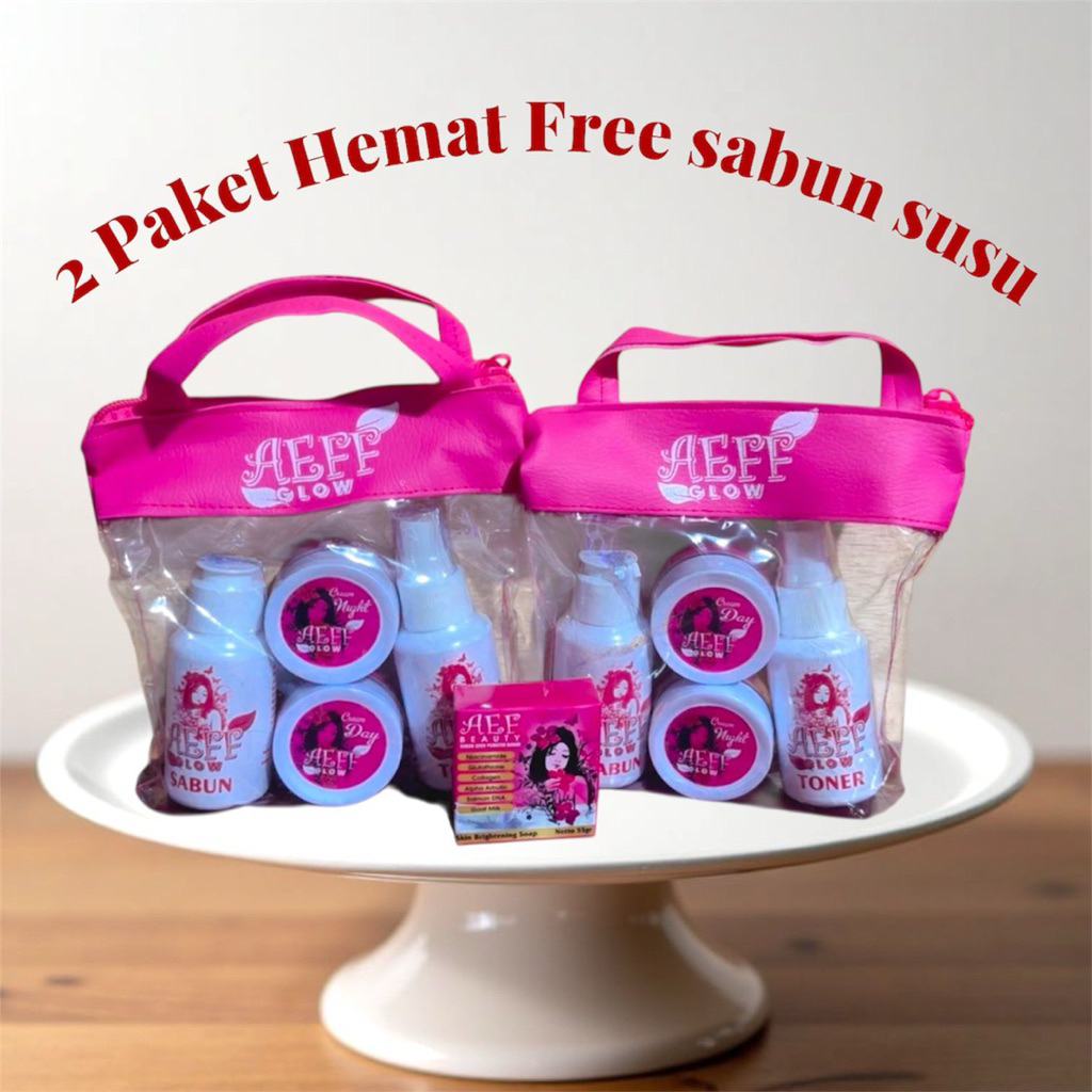 2 PAKET CREAM AEFF GLOW ORI FREE SABUN SUSU COLLAGEN DAN GIVE RANDOM