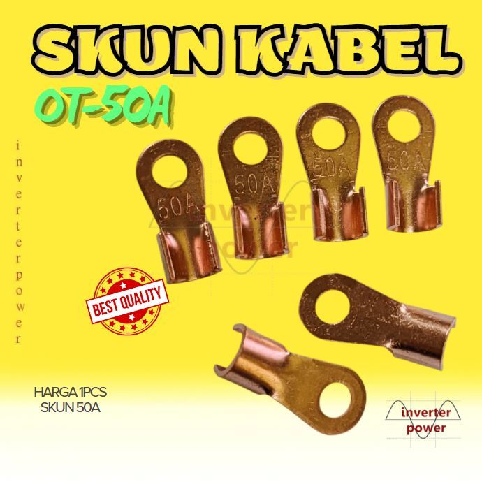 skun Kabel CU OT 50A-6mm Baterai Kabel Konektor 50a skun kabel
