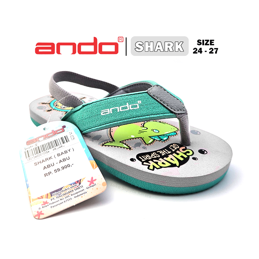Sandal Jepit Anak Laki Laki – ANDO – SHARK – Size 24-27 – Outdoor – Casual – Fashion