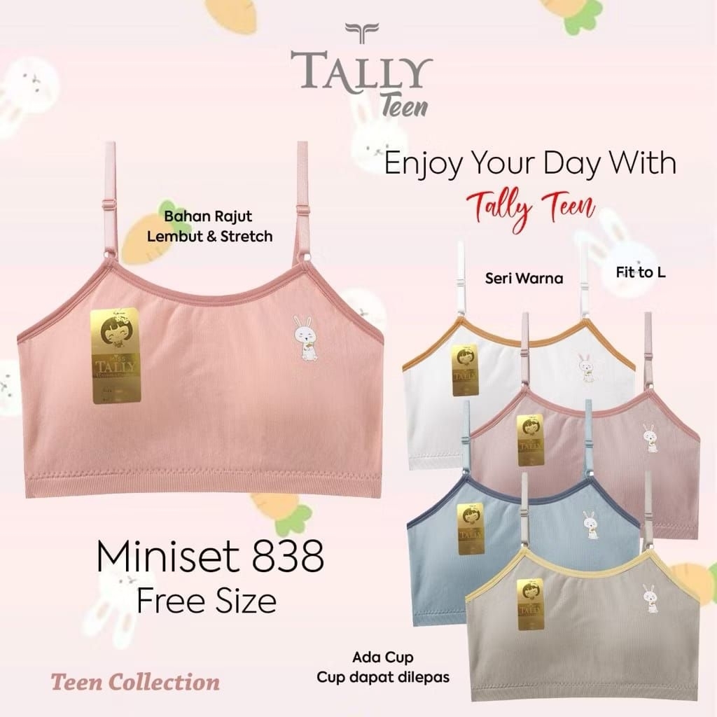 TALLY MINISET FULL CUP BUSA TANPA KAWAT MT 838 TALI ADJUSTABLE BAHAN RAJUT FREE SIZE