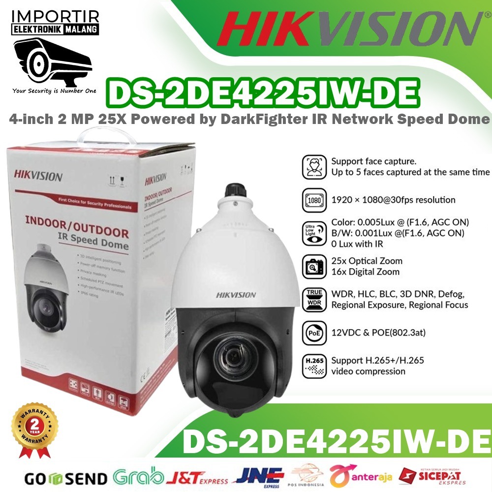 IP Cam PTZ 2MP HIKVISION DS-2DE4225IW-DE free bracket IP CAM HIKVISION