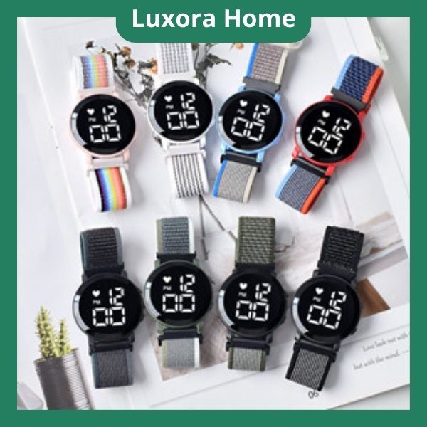 J203 Jam Tangan Kanvas Jam Tangan LED Jam bulat Digital Watch Strap Kanvas