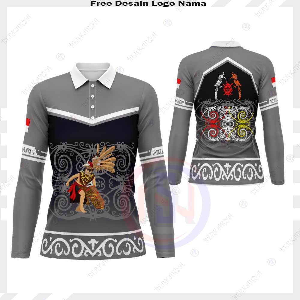 Baju Dayak Kalimantan / Kaos Jersey Batik Kalimantan / Kaos Kerah Batik Dayak Kalimantan Wanita