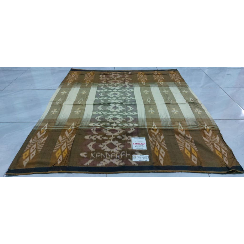 Sarung GOYOR Premium KANDARAH Motif Coklat Putih