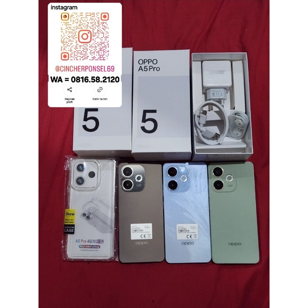 Jual hp bekas mulus istimewa Oppo A5 Pro 5G 8/256 likenew free case