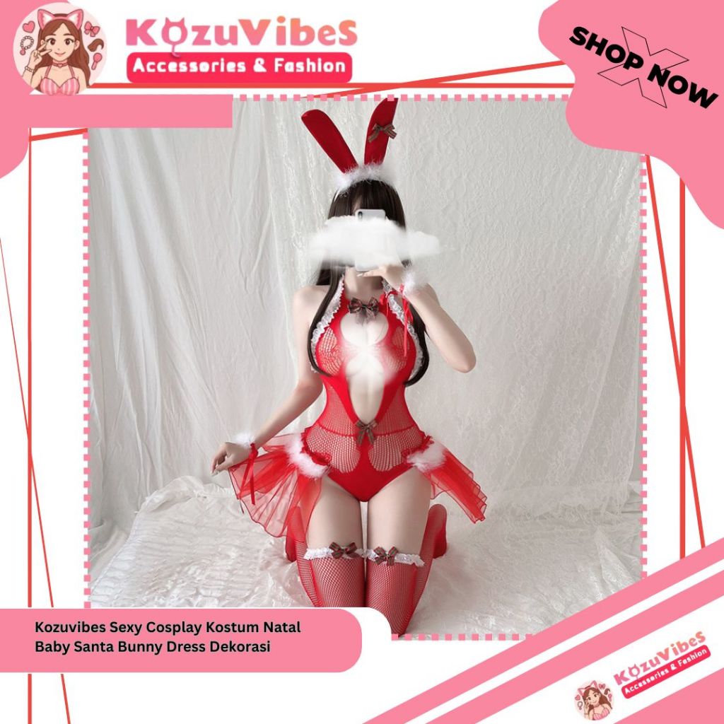 Kozuvibes Sexy Cosplay Kostum Natal Baby Santa Bunny Dress Dekorasi