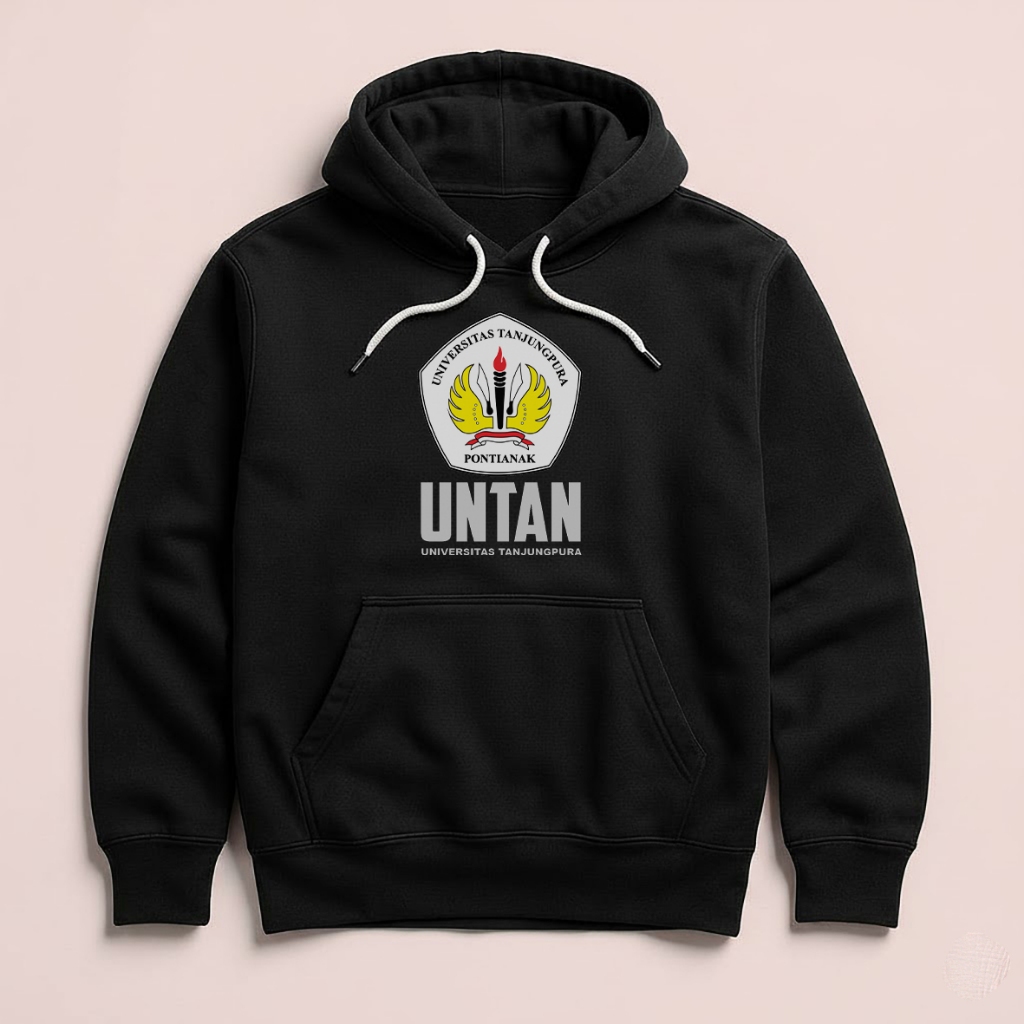 Hoodie UNTAN Universitas Tanjung Pura Pontianak Unisex Sweater Fleece Hoodie Black Hitam Cloth