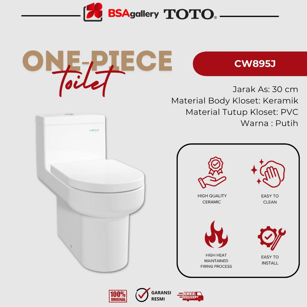 KLOSET DUDUK TOTO CW 895 J /MONOBLOK TOTO CW895 ORIGINAL BARU KOMPLIT STOPKRAN ALAT