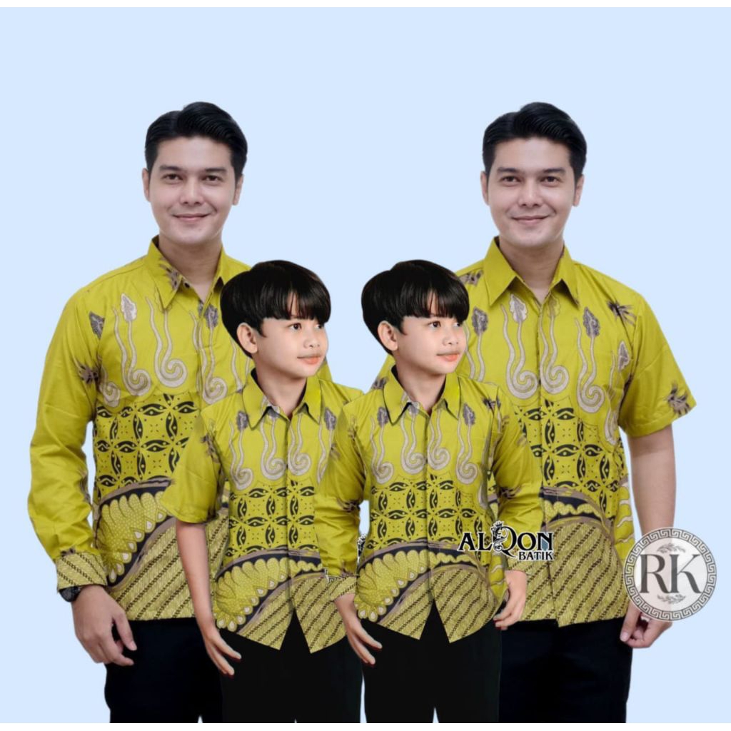 BAJU BATIK KEMEJA ANAK LENGAN PANJANG DAN PENDEK COUPLE BATIK AYAH DAN ANAK LAKI-LAKI LENGAN PENDEK 