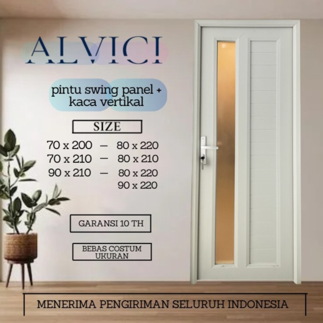 Pintu Swing Panel Kaca Vertikal Pintu Kamar Dan Kamar Mandi Modern Minimalis ALVICI