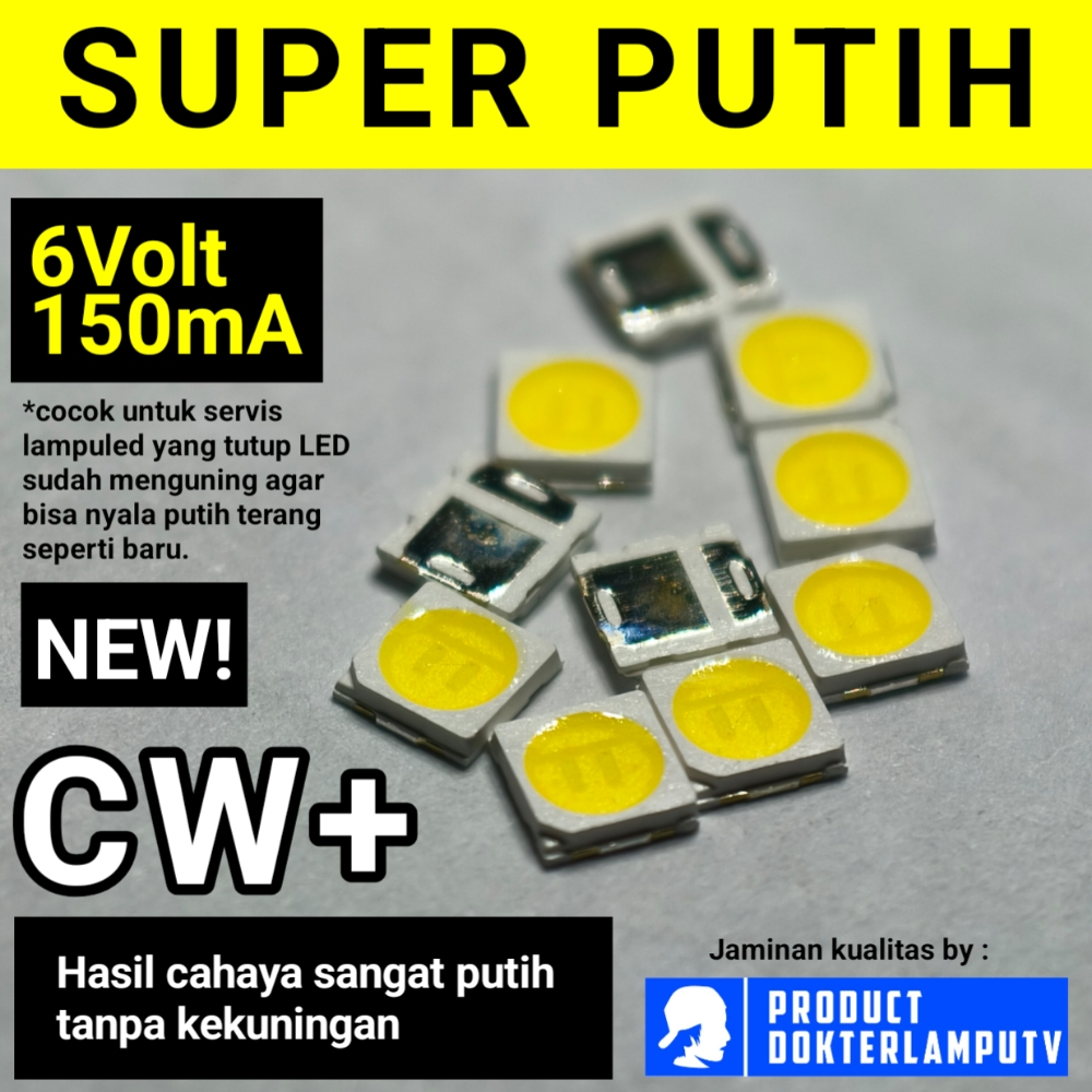 LED SMD CW+ 2835 3030 6V 1W UNTUK SERVIS LAMPU LED , SOROT , HIAS ,PROYEKTOR DLL