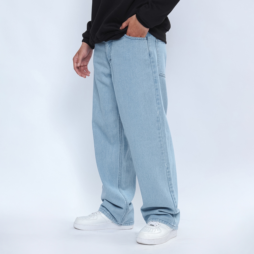 Hermit Baggy Jeans Pria – Celana Jeans Denim Biru Longgar