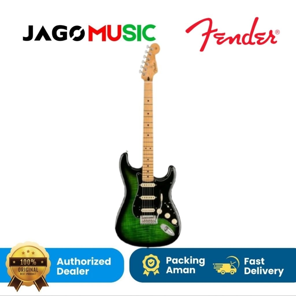 Gitar Elektrik Guitar Electric Fender Player HSS Stratocaster Plus Top Maple Green Burst