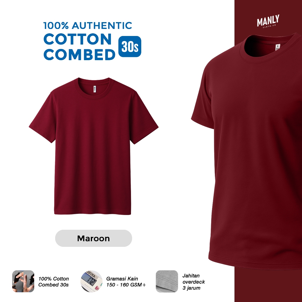 KAOS MAROON POLOS PREMIUM COMBED 30S