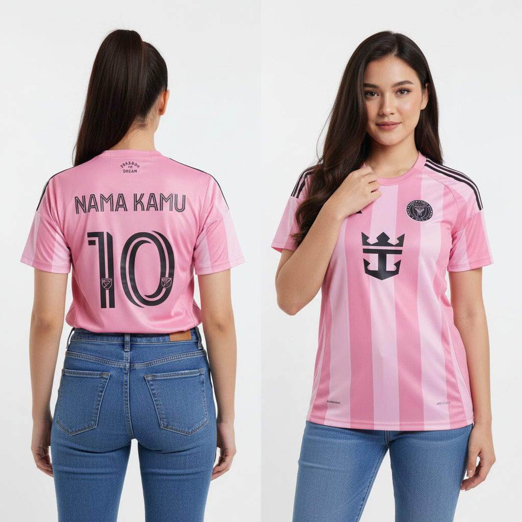 LADIES Intr Mm 2025 2026 Baju Intrmm Sepak Bola Wanita Warna Pink Perempuan Cewe Cewek Pasang Custom