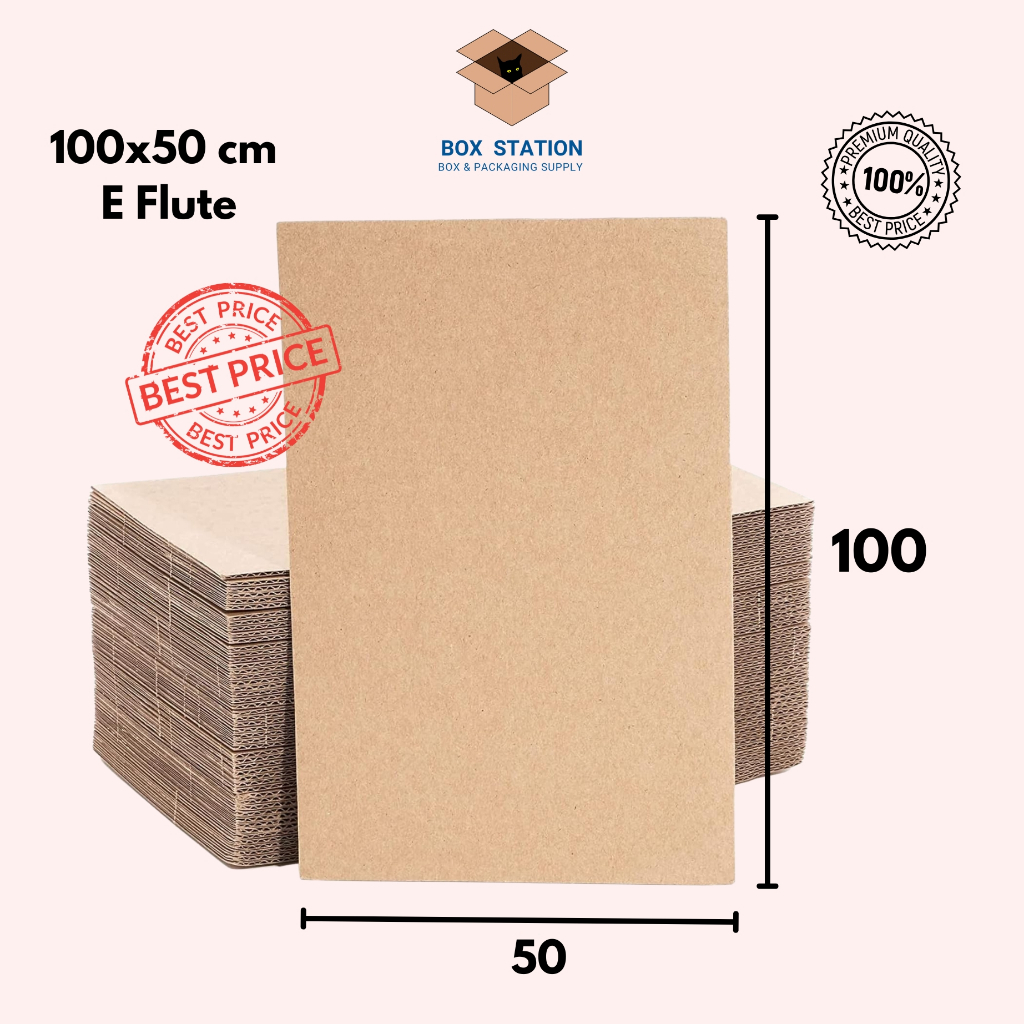 Dus Karton Lembaran 100x50 E Flute Kardus Sheet Single Wall
