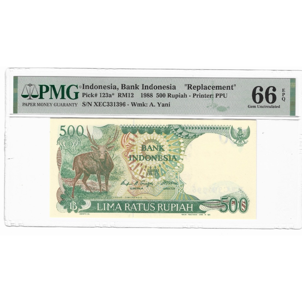 Uang Kuno 500 Rupiah Rusa Timor PMG 66 EPQ