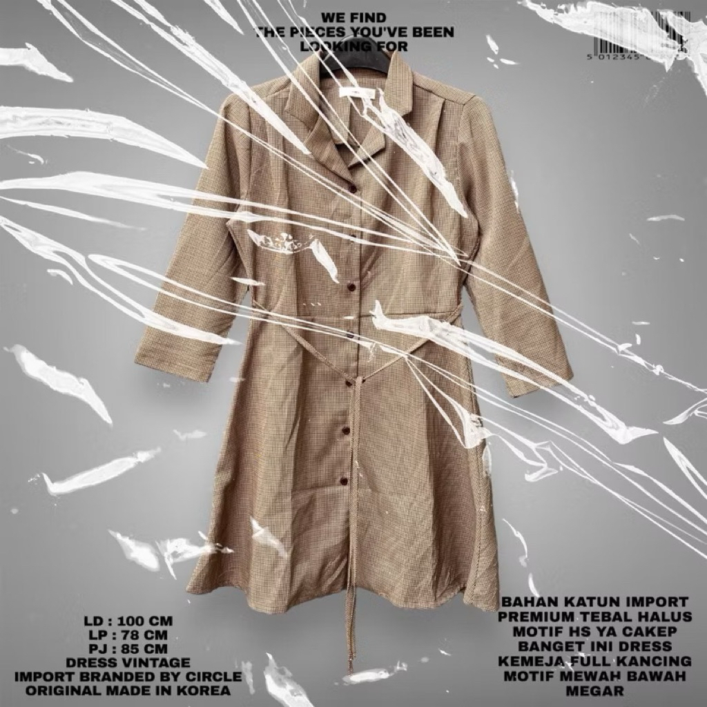 FLASMA/CIRCLE ORIGINAL KOREAN DRESS/DRESS MOTIF HOUNDSTOOTH KOREAN LOOK/OFFICE DRESS MEGAR MOTIF HS 