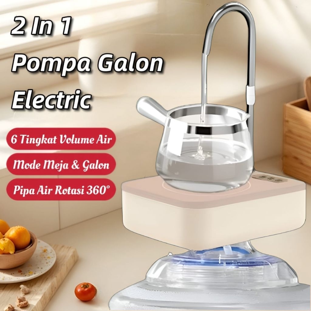 Pompa Galon Praktis Elektrik Pompa Galon Meja Selang 360 Derajat Rechargeable