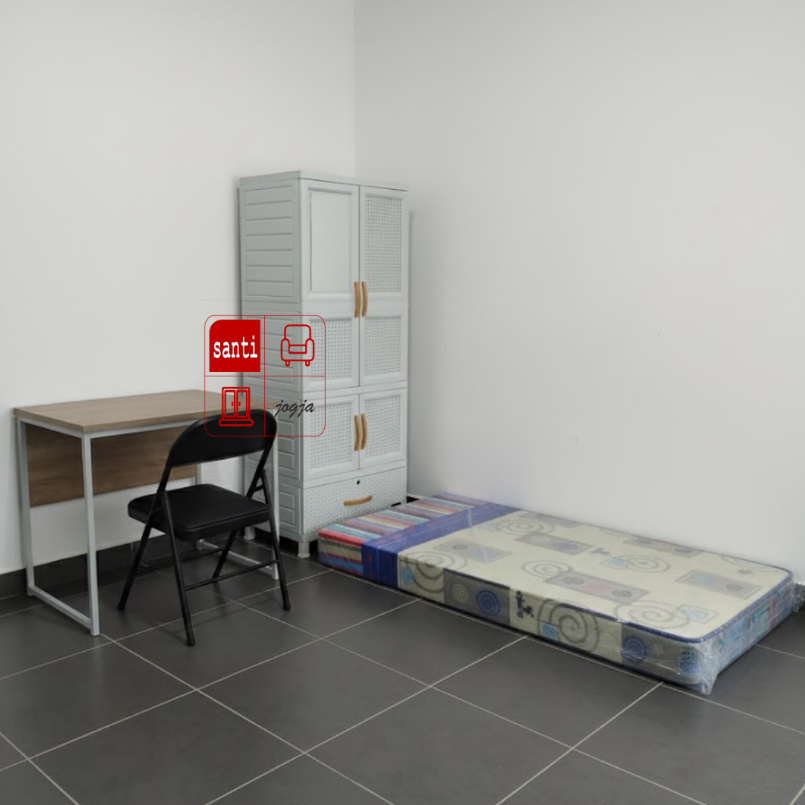 Paket Kost B Kasur busa Foamindo tebal 14cm garansi 5th + Meja Dova + Kursi Lipat Nikkei + Lemari Pl