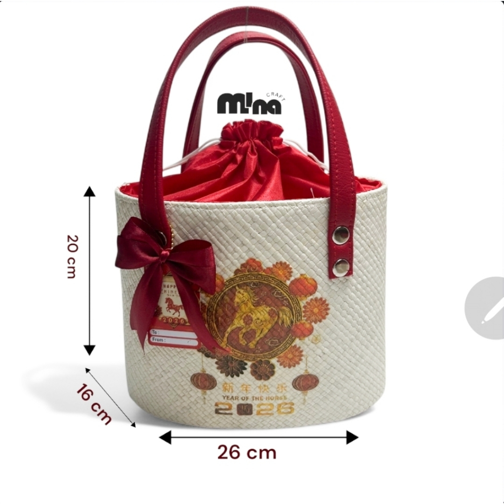 Minacaft - Tas Anyaman Hampers Imlek 2026 Tas Parcel Anyaman
