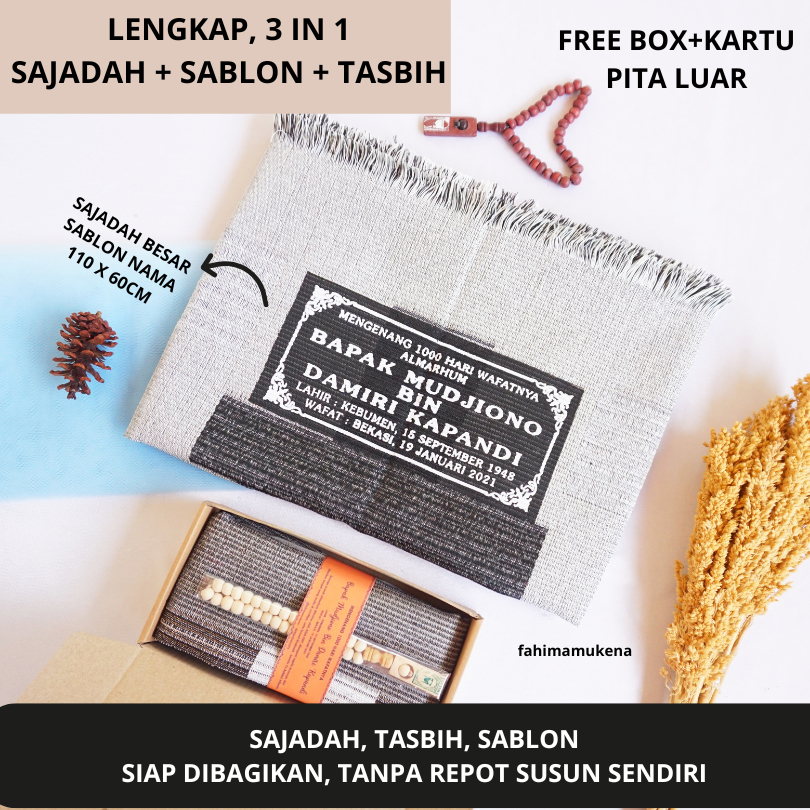 GROSIR SOUVENIR PENGAJIAN TAHLILAN 40 HARI 1000HARI 100 HARI ORANG MENINGGAL - Sajadah Turkey Sablon