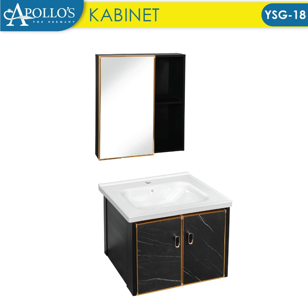 KABINET WASTAFEL CUCI TANGAN  + KACA CERMIN HITAM BLACK 60CM ALUMUNIUM / CABINET WASTAFEL CUCI TANGA