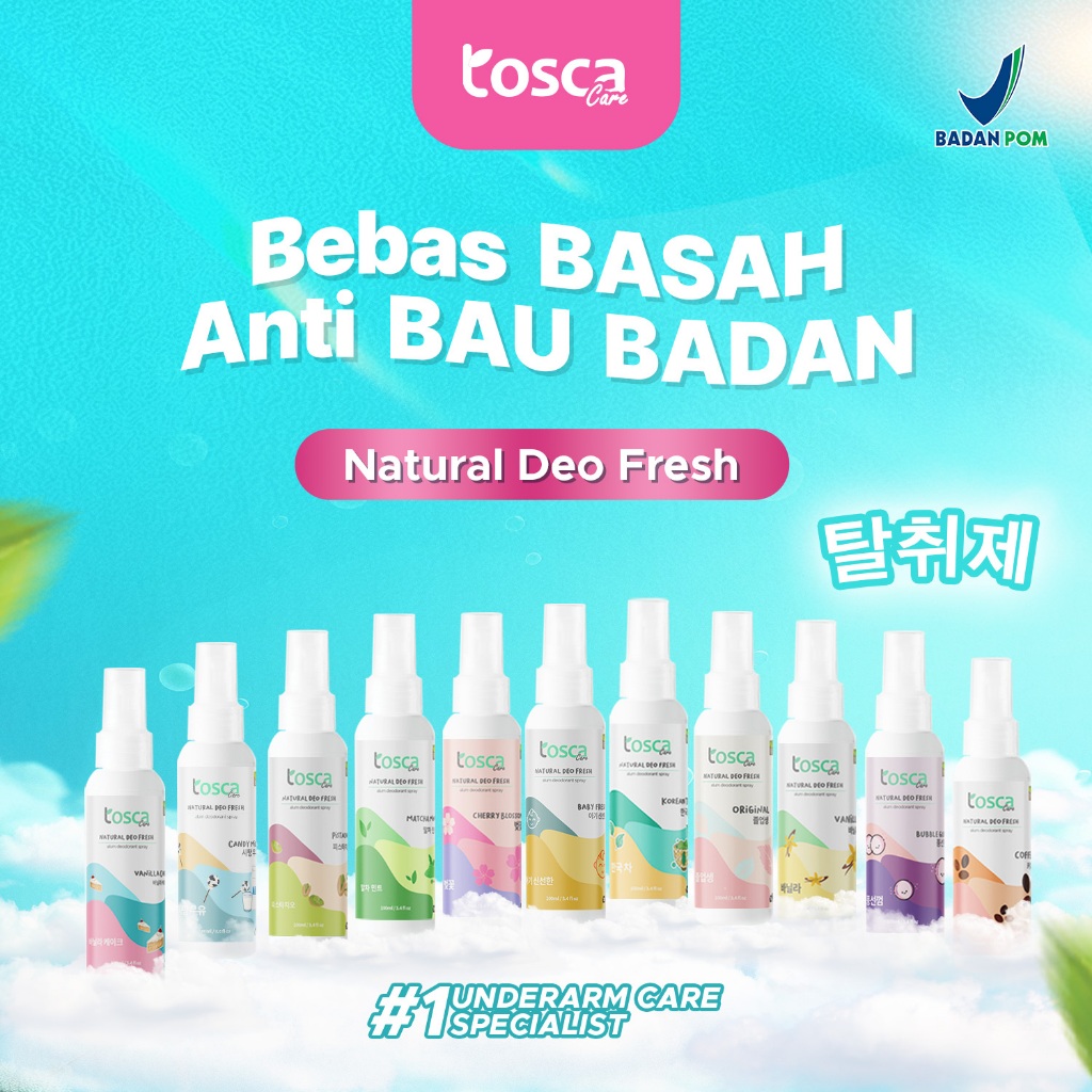 TOSCA Deodorant Natural Spray All Varian 100ml Deodorant Tawas Non Alkohol Ampuh Mencegah Bau Ketiak