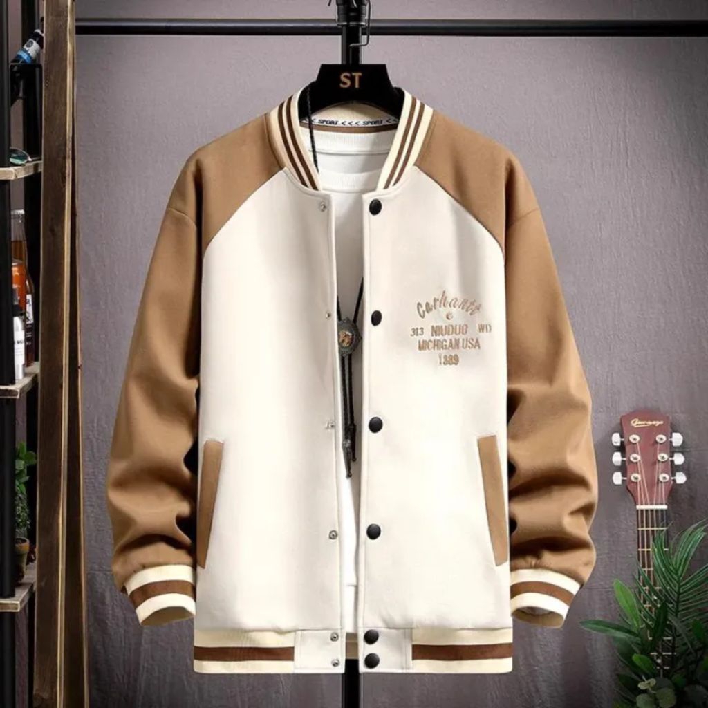 Varsity Big Size Jaket Raglan Pria Wanita Jumbo ( S - 6XL ) MICHIGAN Jacket Baseball Bomber Cowok Ce