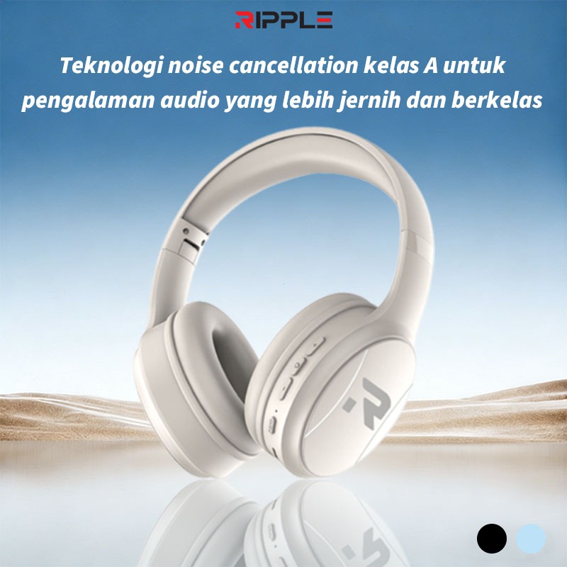 Ripple Headset Bluetooth Super Bass Gaming Wireless TWS Android/iphone Original 100% Kepala Musik