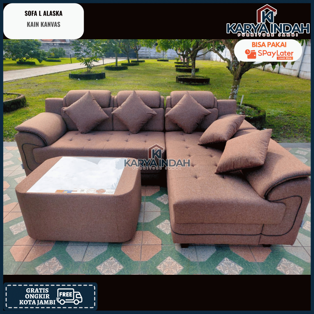 Kursi Tamu SOFA L ALASKA Kain KANVAS Modern Minimalis