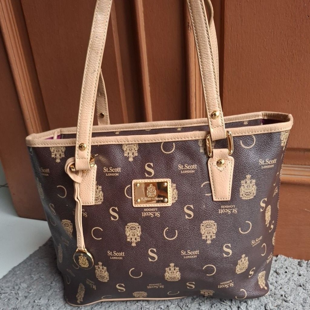Tote Bag St. Scott London Genuine Leather, Tas Kulit Sapi Asli