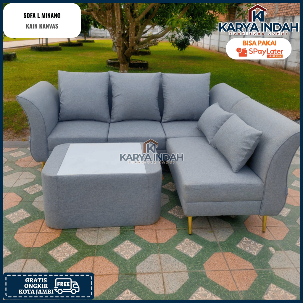Kursi Tamu SOFA L MINANG Kain KANVAS Modern Minimalis