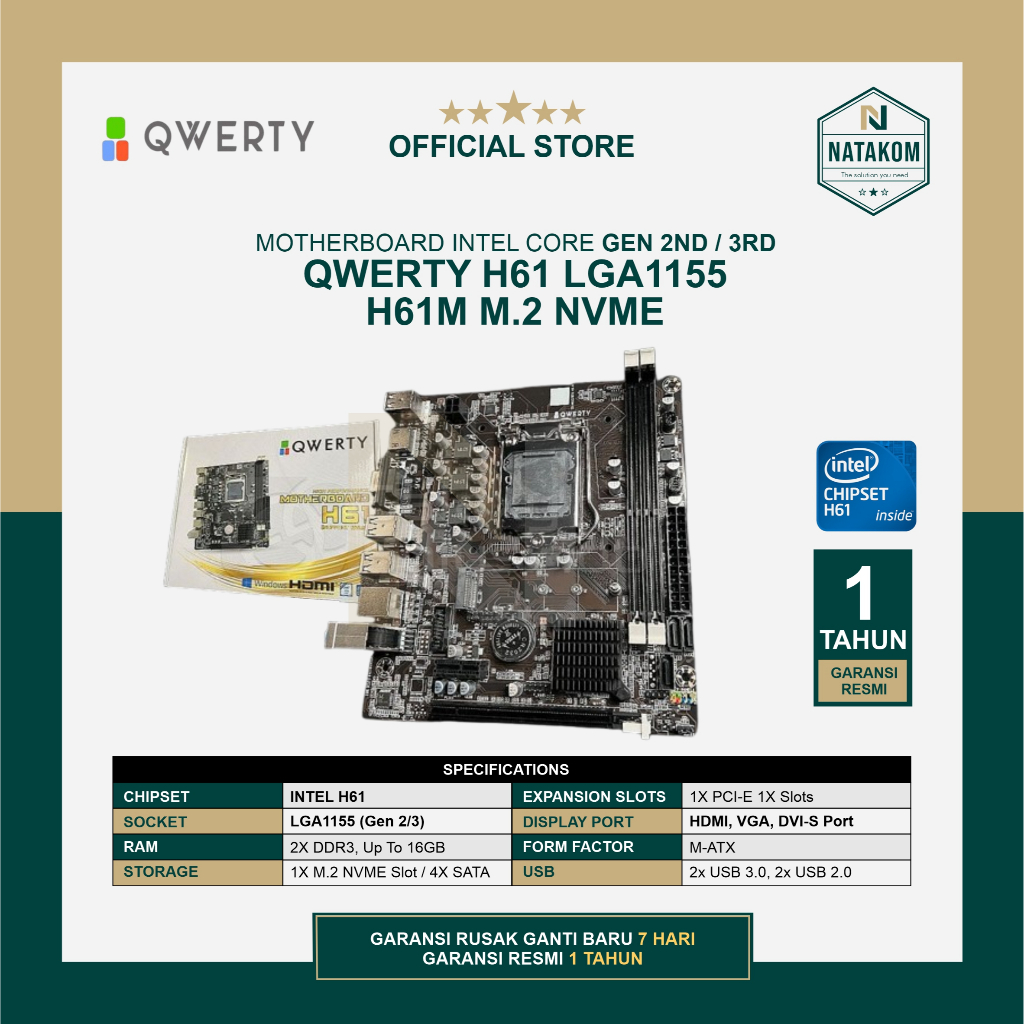 MOTHERBOARD QWERTY H81M WITH M.2 NVME SUPPORT INTEL GEN 4TH H81 LGA1150
