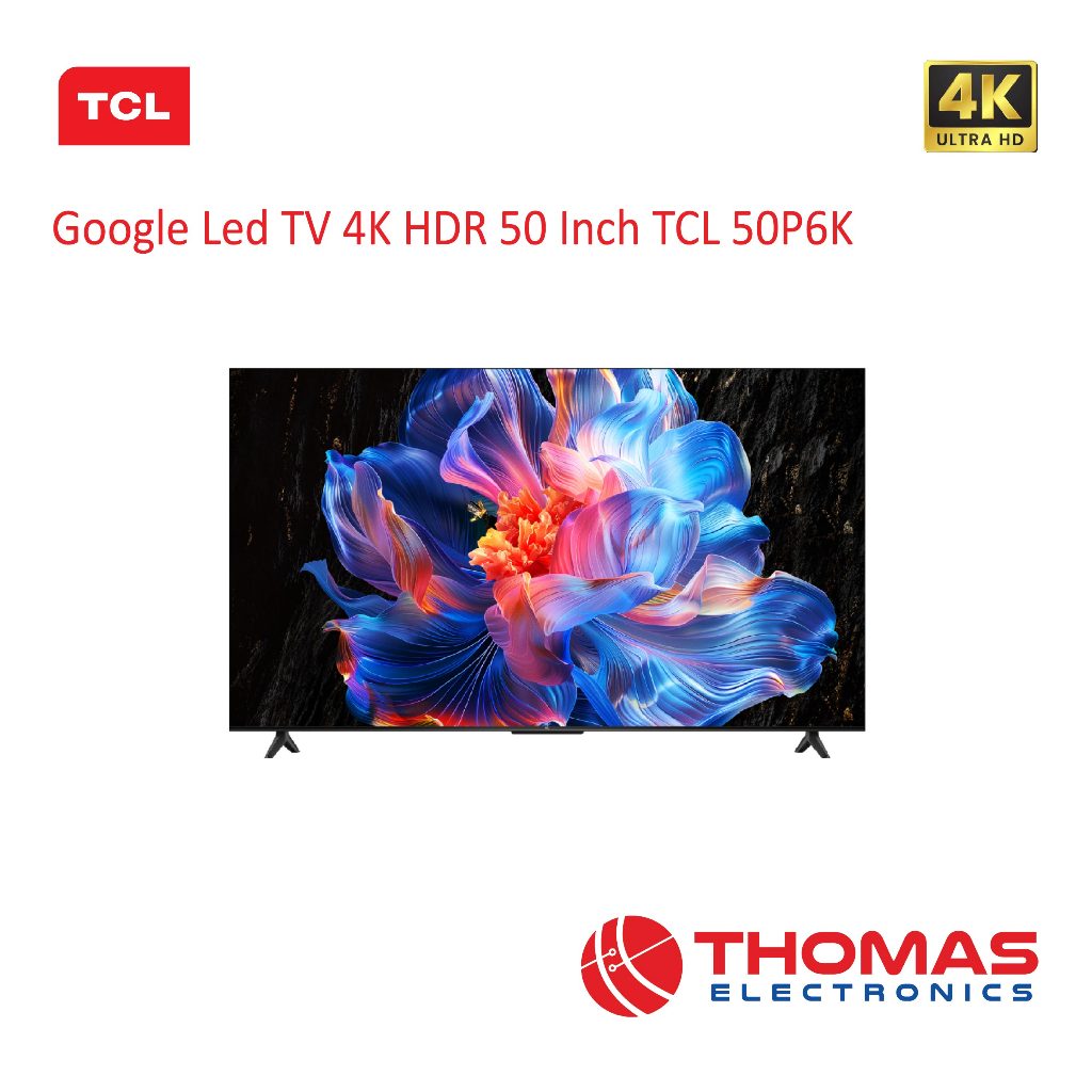 Google Led TV 4K HDR 50 Inch TCL 50P6K 50 P6K AiPQ Processor AI Clarity Garansi Resmi