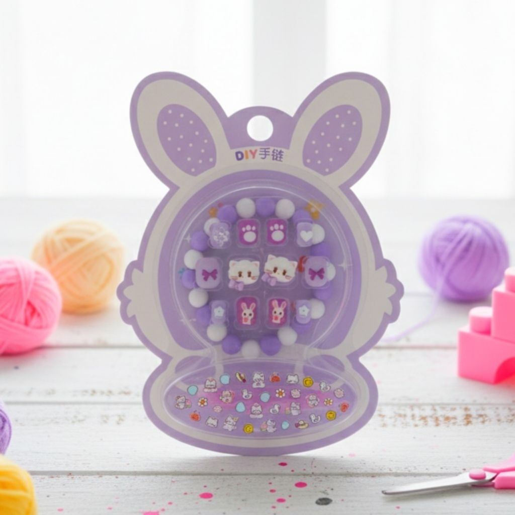 (COMPLETE Lem + toolkit+ gelang) Kuku Palsu Nail Art Anak-anak RABBIT