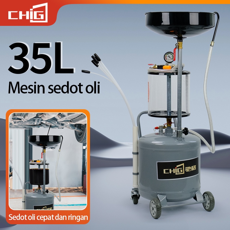 CHIGE Pompa Sedot Oli 35L Vacuum Oil Extractor Model Rendah untuk Bengkel Mobil Motor Scissor Lift
