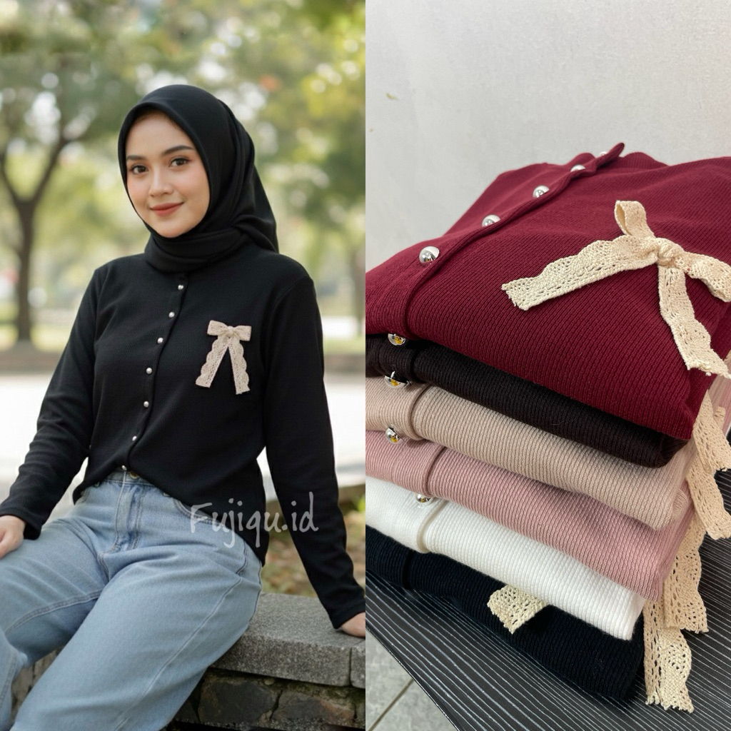 Cardigan Atasan Wanita Lengan Panjang Knit aesthetic Gaya cewek korea kekinian Kardigan Besic Kancin