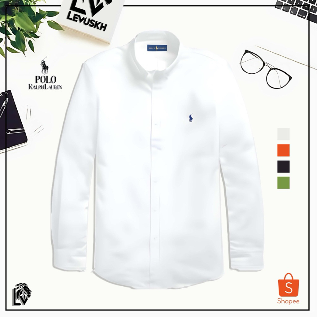 Kemeja POLO's Pria Lengan Panjang Polos Cotton Twill Sueding Premium Slimfit Terbaru Terlaris