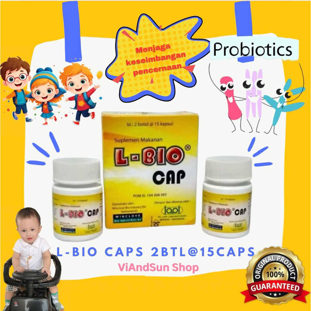 L-Bio Cap box isi 2 botol @15 capsul, LBio, L Bio, Probiotik Kesehatan Pencernaan